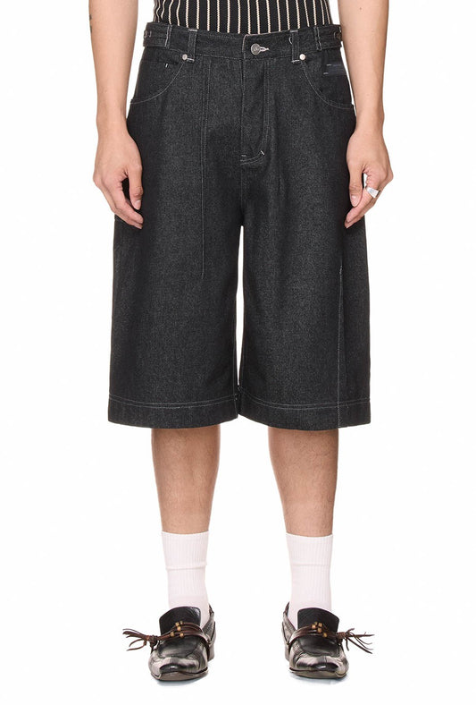 The Beuter Washed Denim Shorts - Black