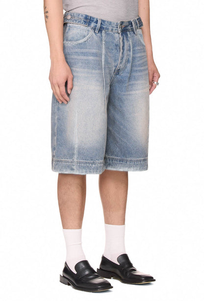 The Beuter Washed Denim Shorts - Blue