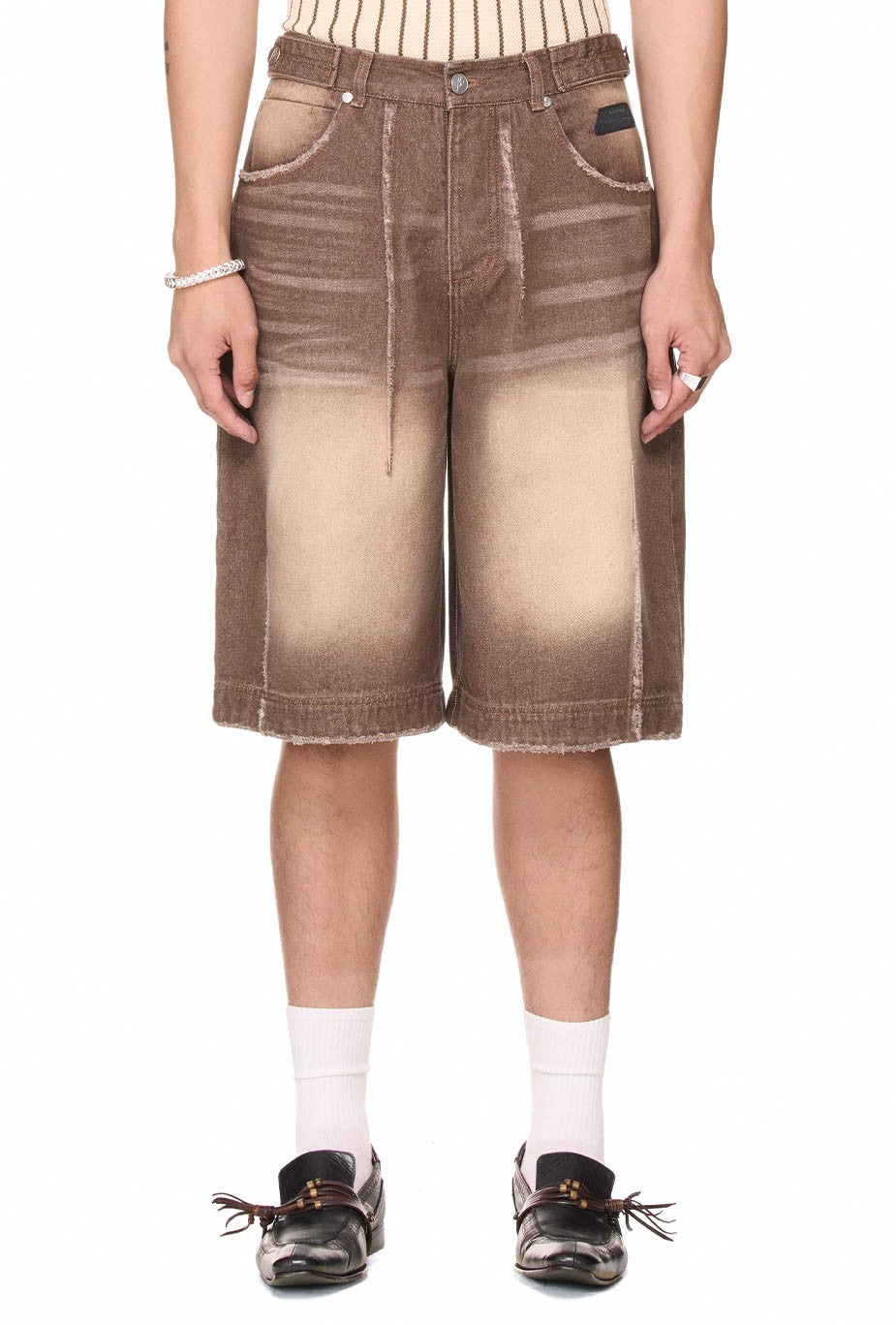 The Beuter Washed Denim Shorts - Brown