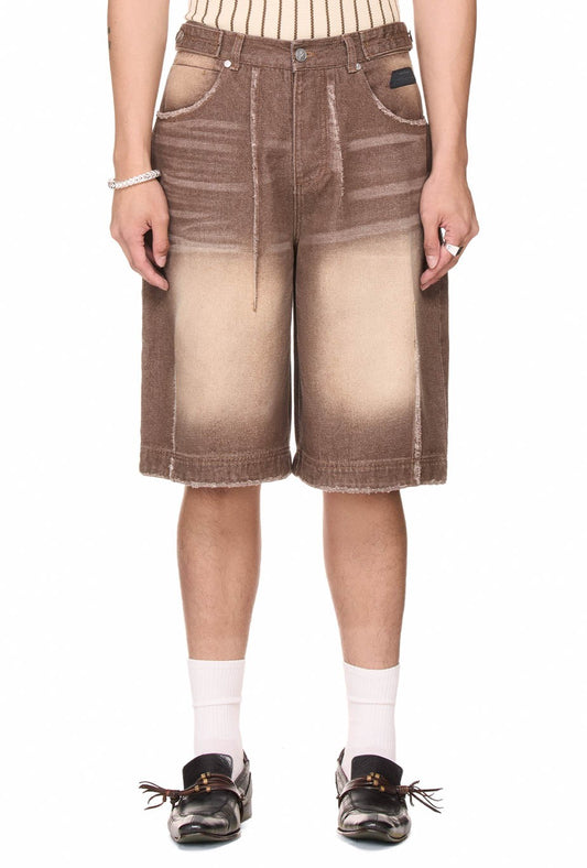 The Beuter Washed Denim Shorts - Brown
