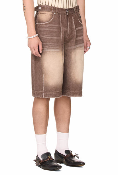 The Beuter Washed Denim Shorts - Brown