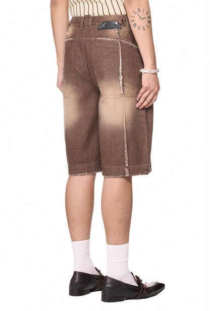 The Beuter Washed Denim Shorts - Brown