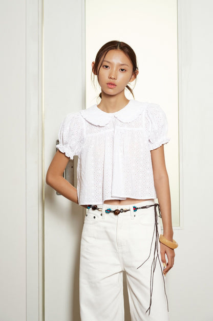Libe White Babydoll Top - Embroidered (Pre-order)