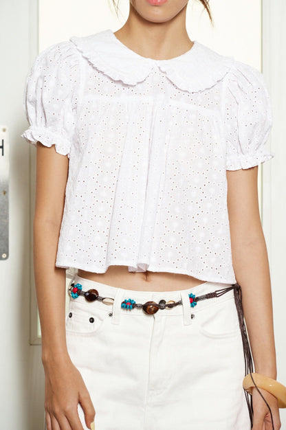 Libe White Babydoll Top - Embroidered (Pre-order)