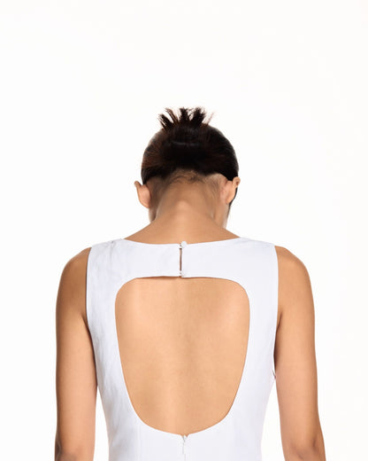 Libe White Boat Neck Mini Dress (Pre-order)