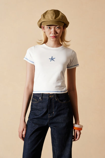 Libe White Embroidered Babytee (Pre-order)