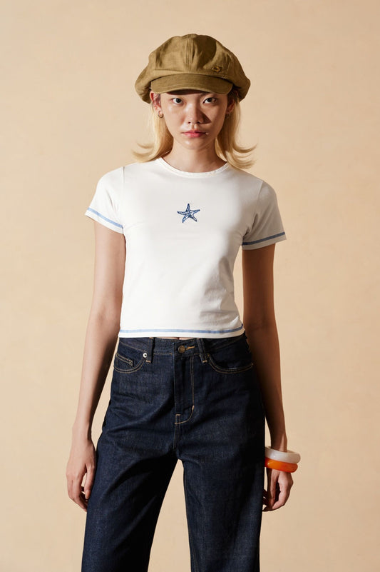 Libe White Embroidered Babytee (Pre-order)