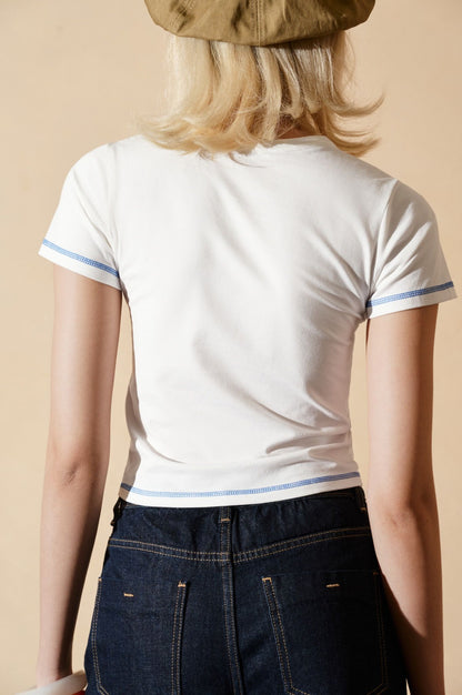 Libe White Embroidered Babytee (Pre-order)