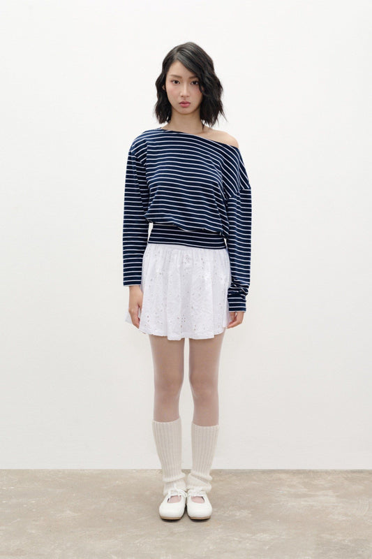 Libe White Embroidered Mini Skirt (Pre-order)
