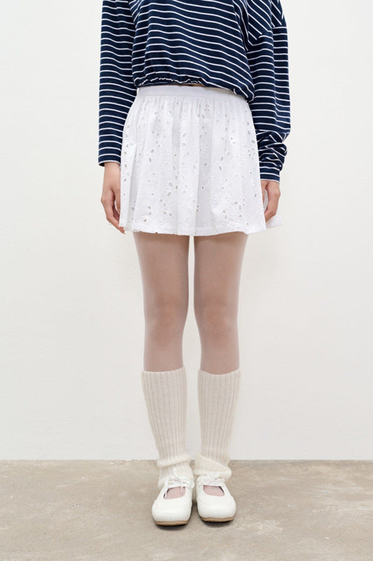 Libe White Embroidered Mini Skirt (Pre-order)