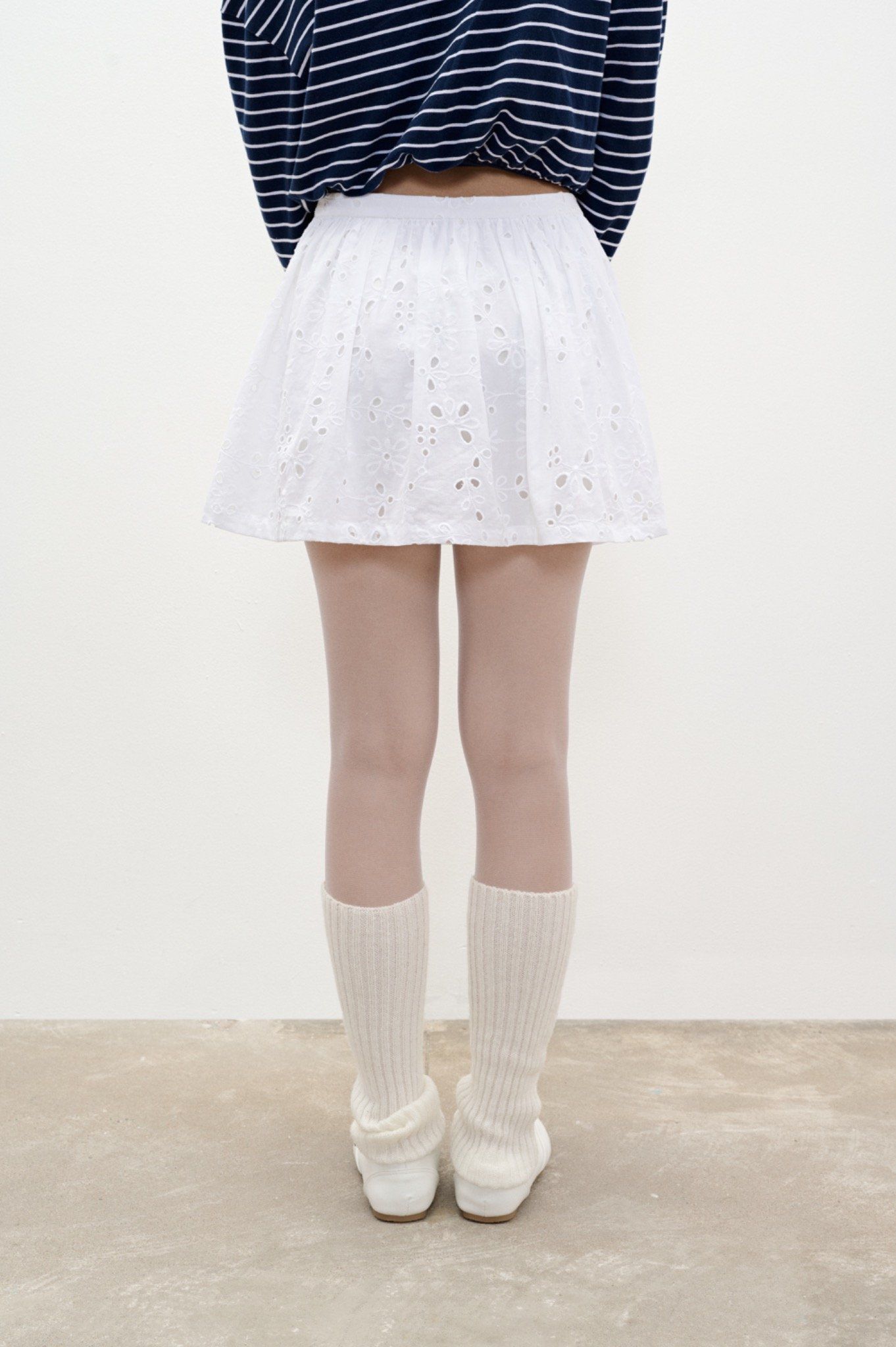 Libe White Embroidered Mini Skirt (Pre-order)