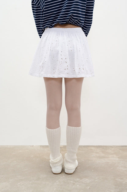 Libe White Embroidered Mini Skirt (Pre-order)