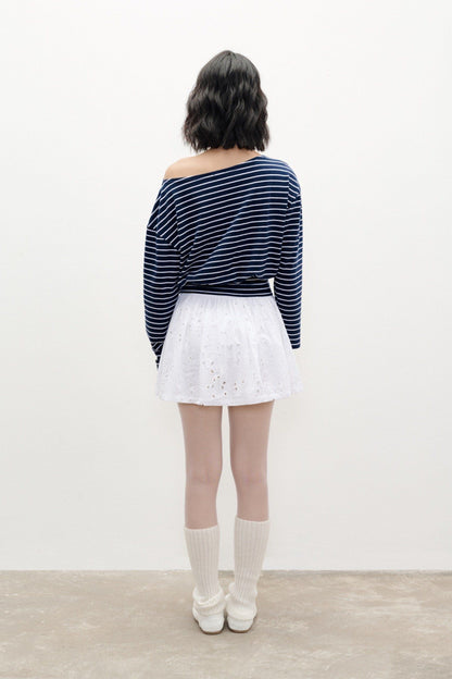 Libe White Embroidered Mini Skirt (Pre-order)