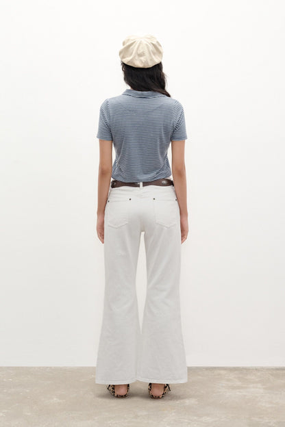 Libe White Flared Denim Jeans (Pre-order)