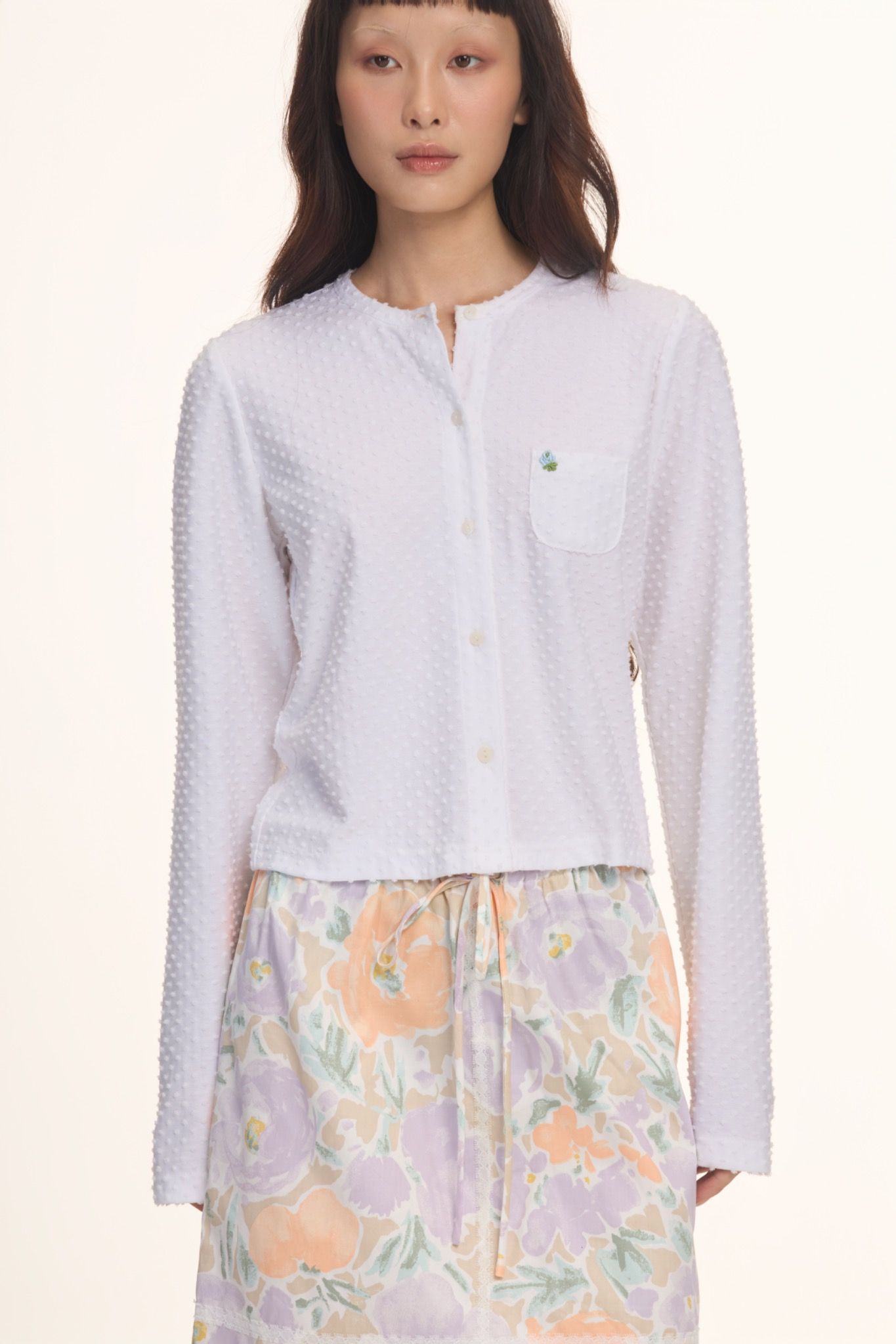 Libe White Long Sleeve Cardigan (Pre-order)