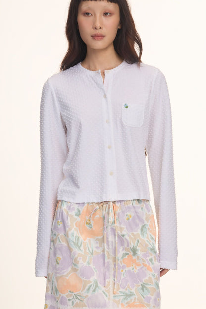 Libe White Long Sleeve Cardigan (Pre-order)