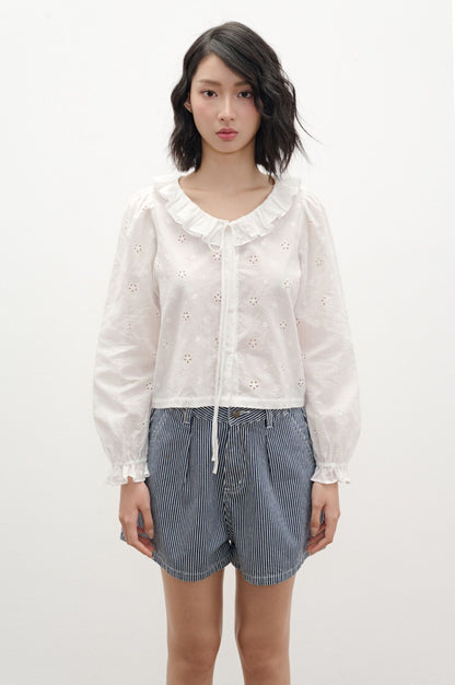 Libe White Long Sleeve Top (Pre-order)