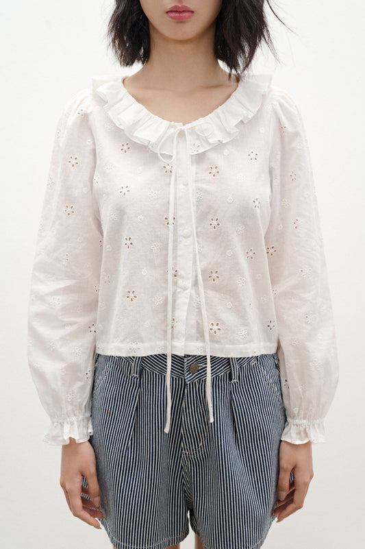 Libe White Long Sleeve Top (Pre-order)