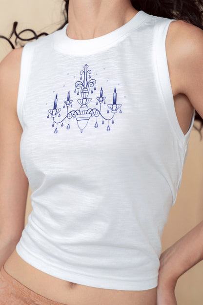 Libe White Printed Tank Top (Pre-order)