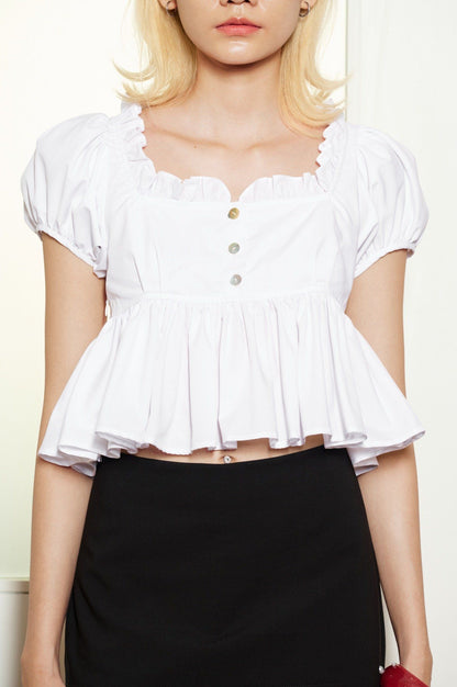 Libe White Puff Sleeve Top (Pre-order)