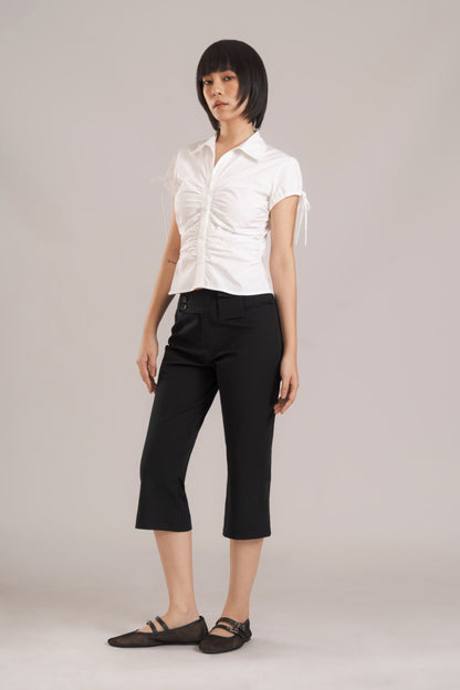 Libe White Ruched Shirt (Pre-order)