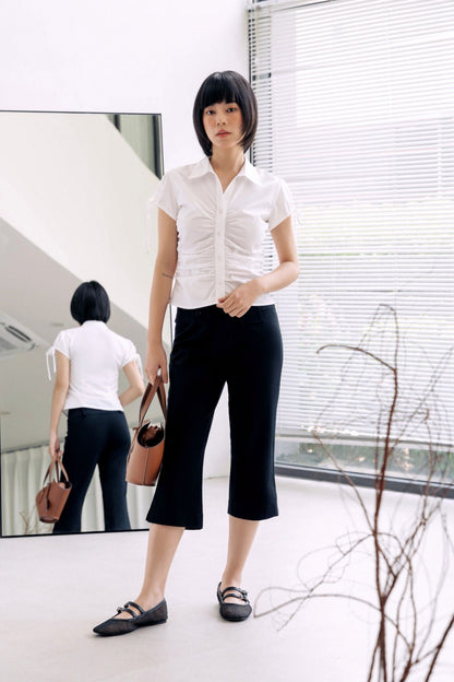 Libe White Ruched Shirt (Pre-order)