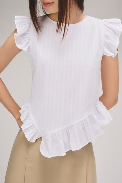 Libe White Ruffle Top (Pre-order)