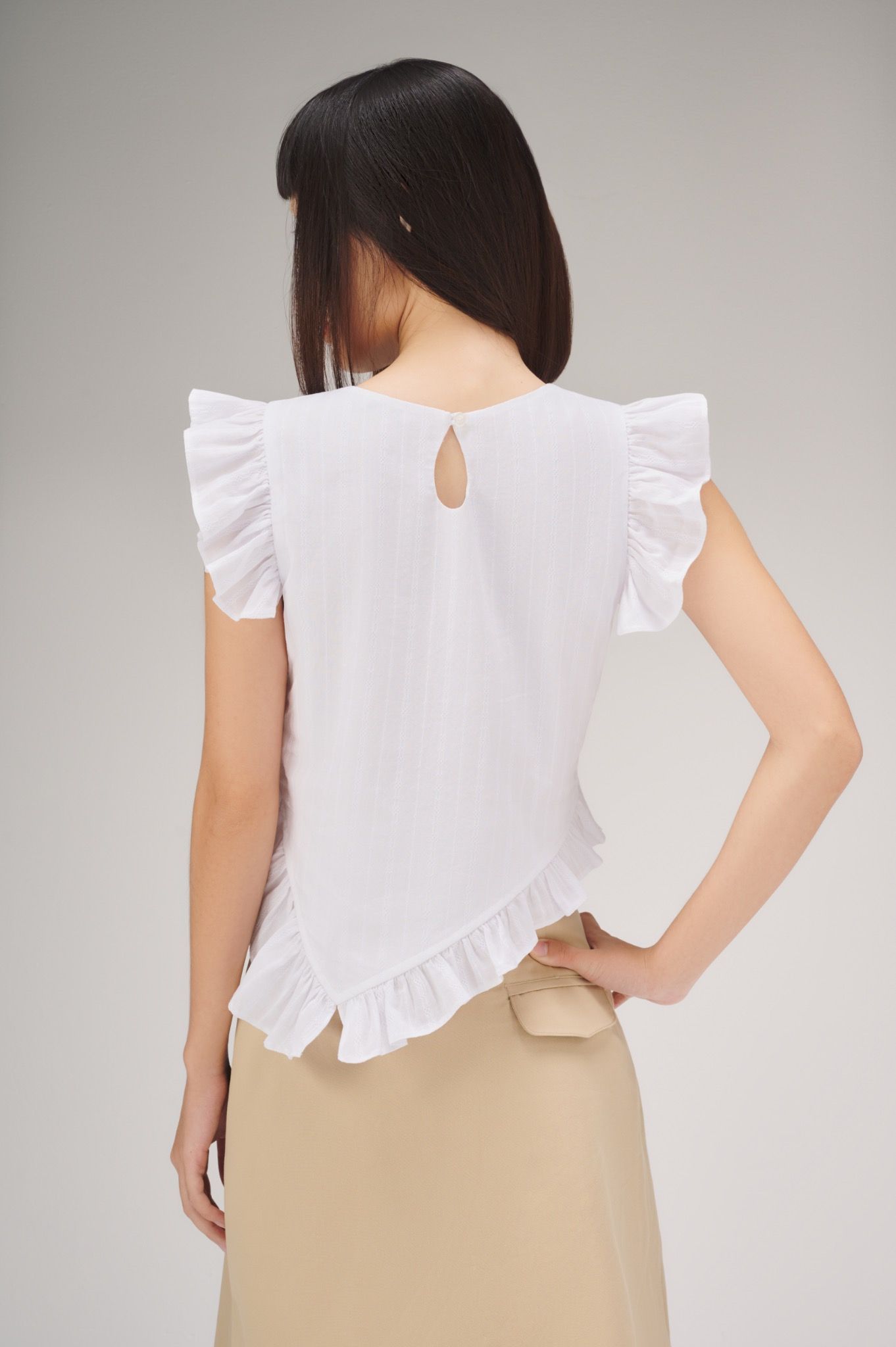 Libe White Ruffle Top (Pre-order)
