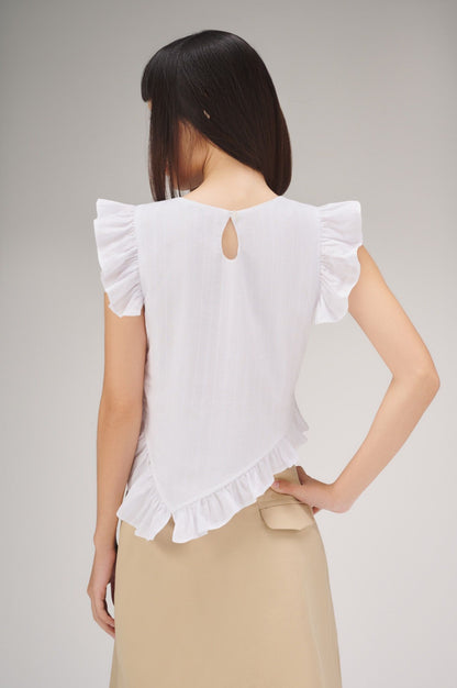 Libe White Ruffle Top (Pre-order)