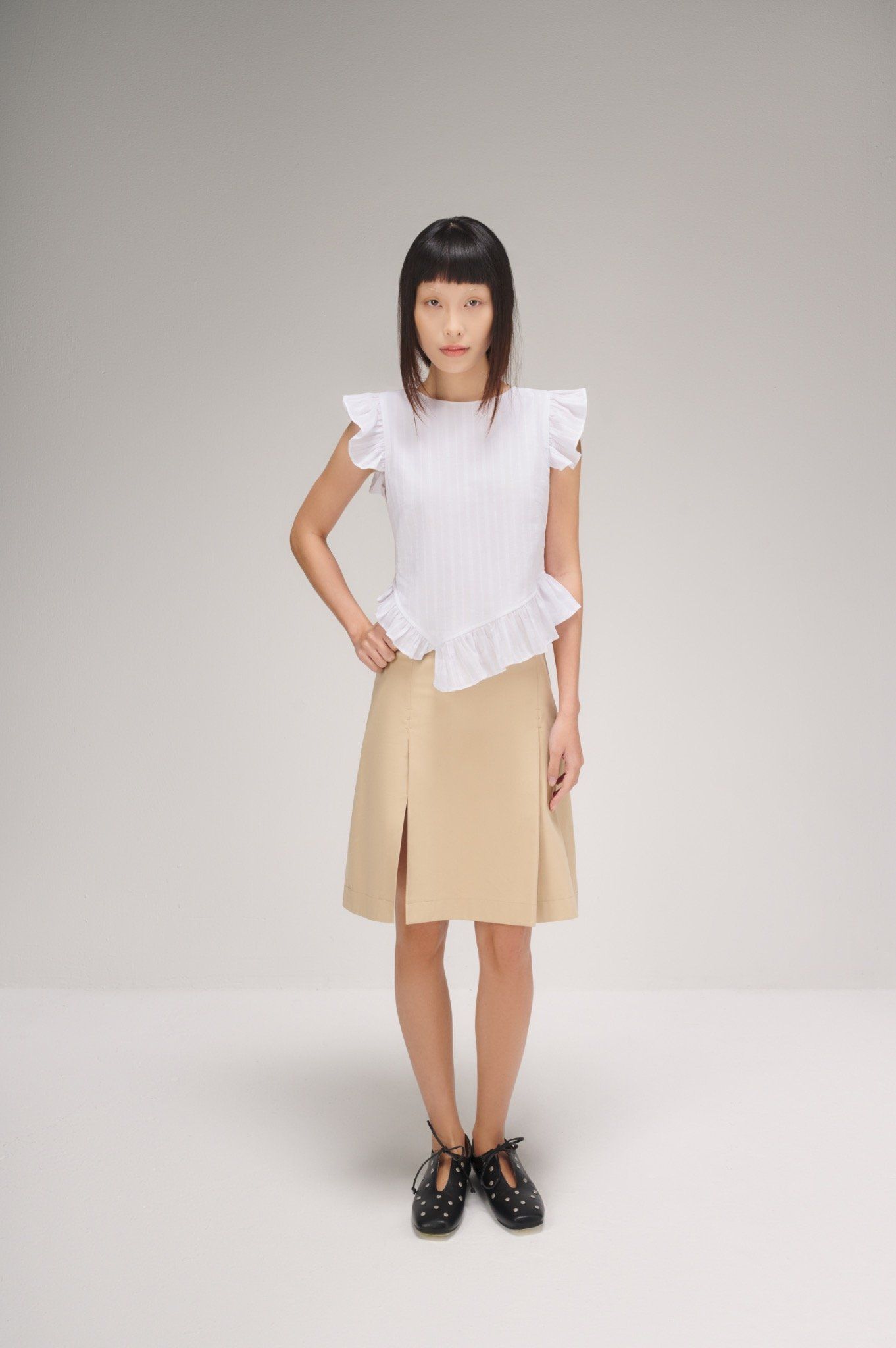 Libe White Ruffle Top (Pre-order)