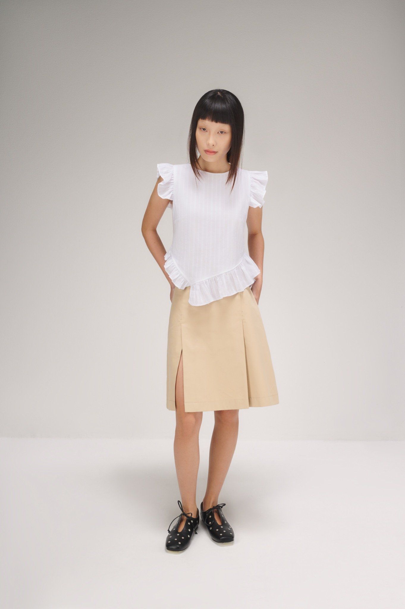 Libe White Ruffle Top (Pre-order)