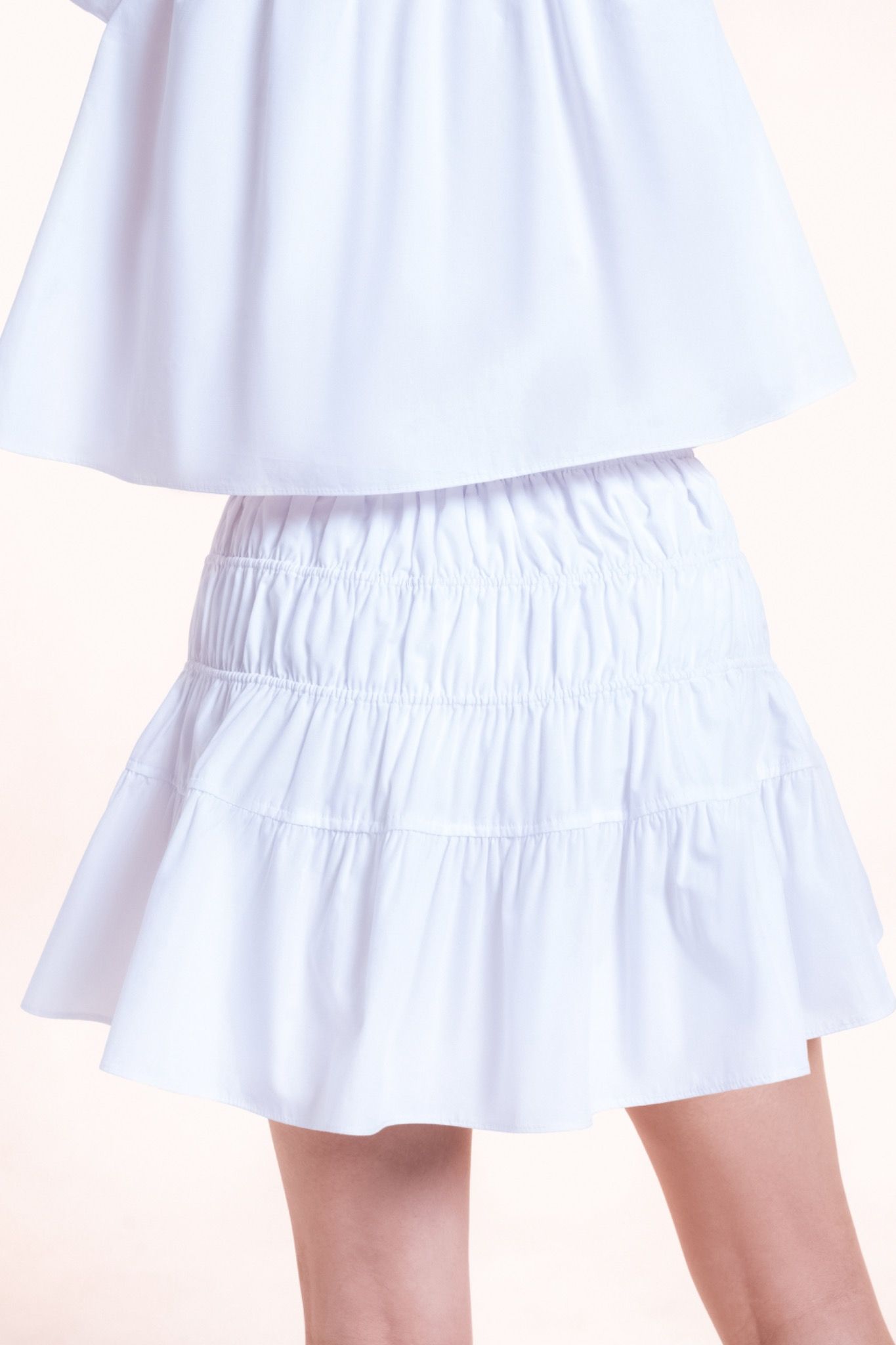 Libe White Smock Mini Skirt (Pre-order)