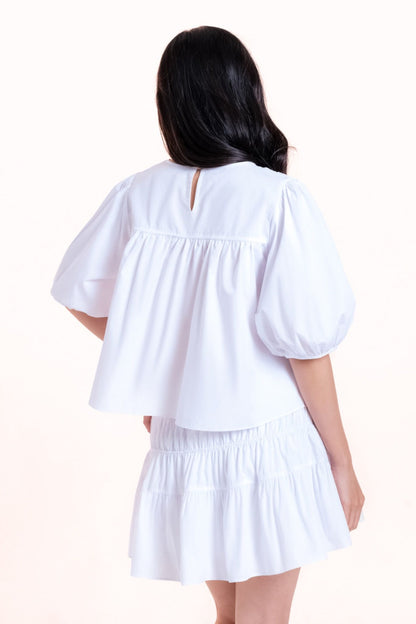 Libe White Smock Mini Skirt (Pre-order)