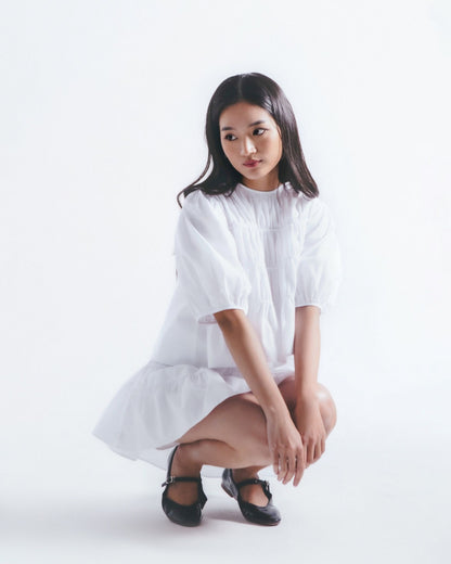 Libe White Smock Mini Skirt (Pre-order)