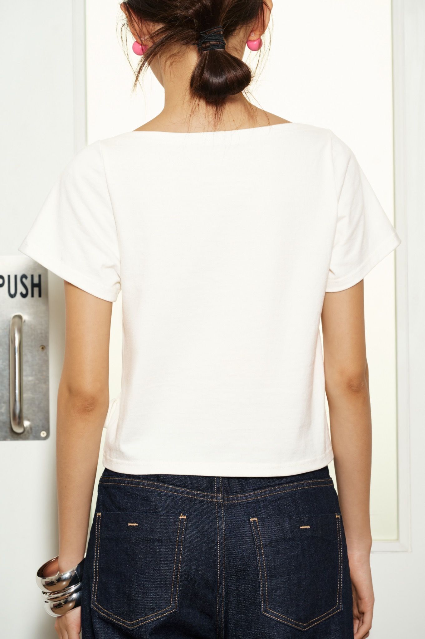 Libe White Top With Bow Tie Details (Pre-order)