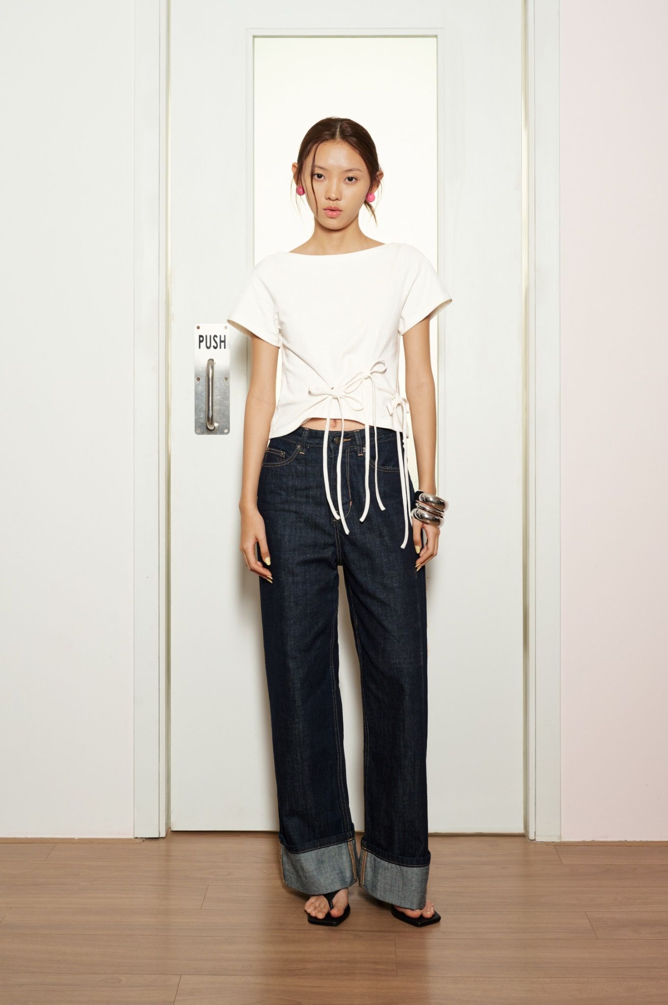 Libe White Top With Bow Tie Details (Pre-order)
