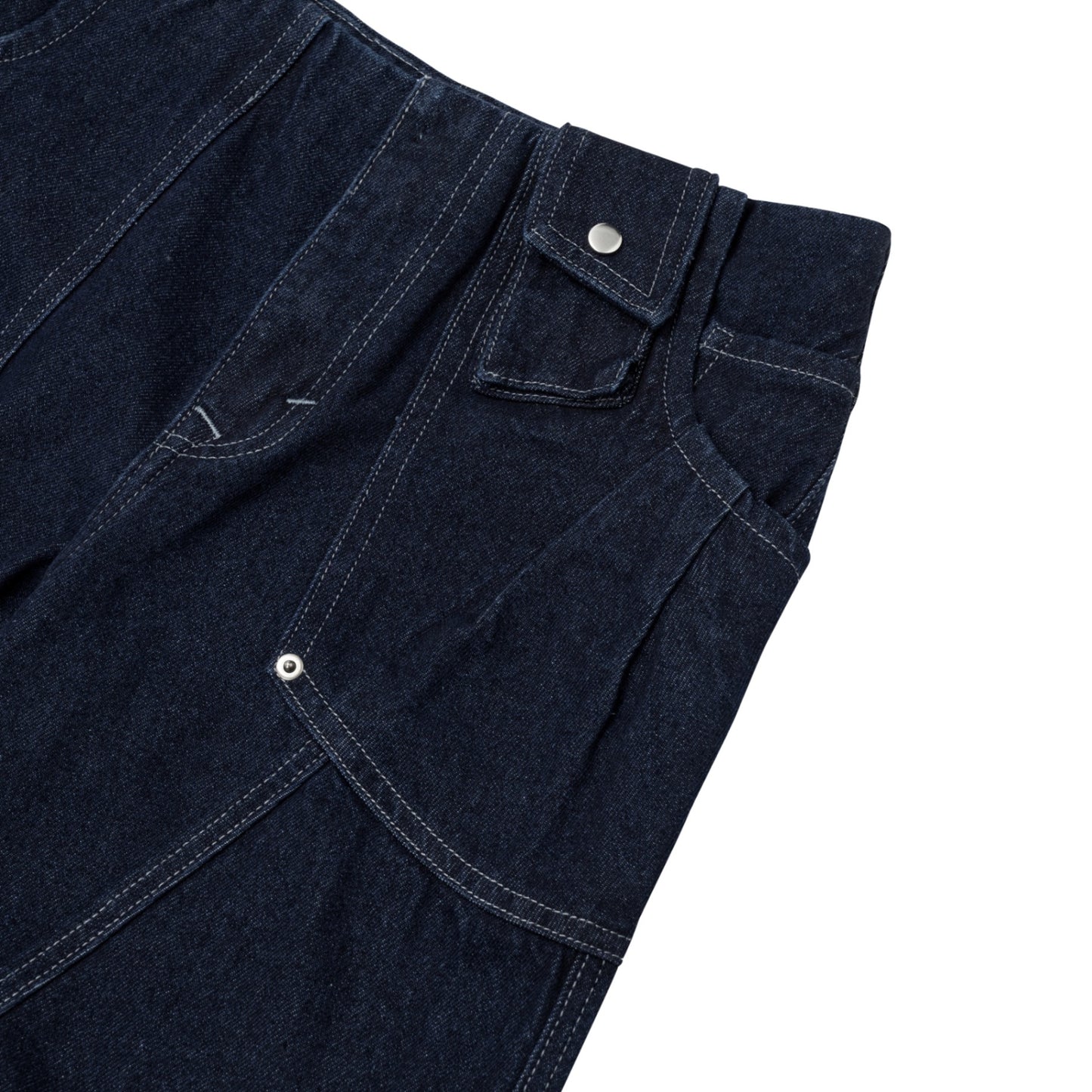 The Beuter Wmns Navy Wide Flare Raw Denim Jeans