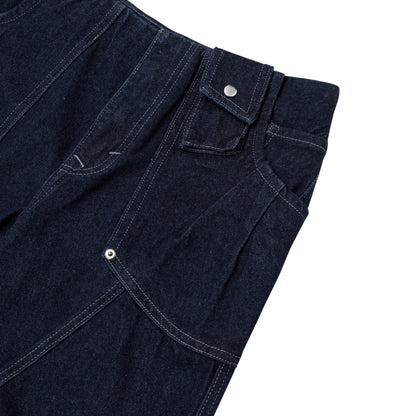 The Beuter Wmns Navy Wide Flare Raw Denim Jeans