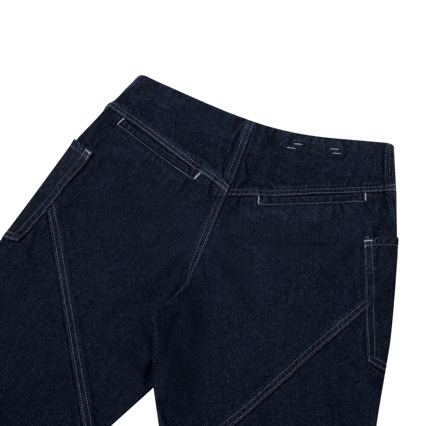 The Beuter Wmns Navy Wide Flare Raw Denim Jeans