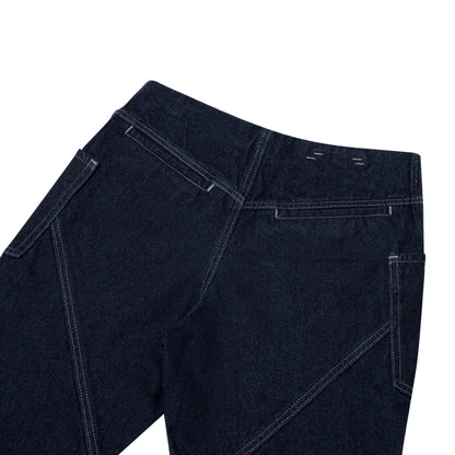 The Beuter Wmns Navy Wide Flare Raw Denim Jeans