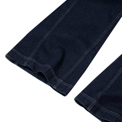 The Beuter Wmns Navy Wide Flare Raw Denim Jeans