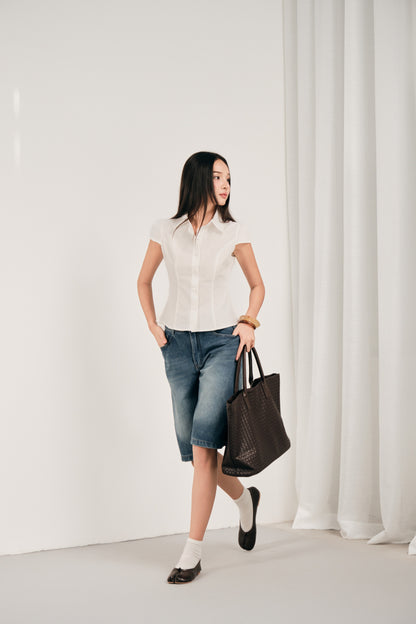 Mieufashionista Yuai Short Sleeve White Shirt