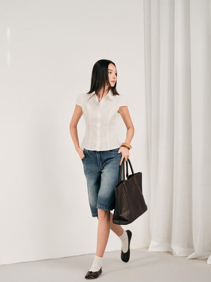 Mieufashionista Yuai Short Sleeve White Shirt