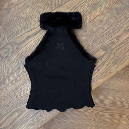 Nhabachtuot Fur Layered High Neck Top