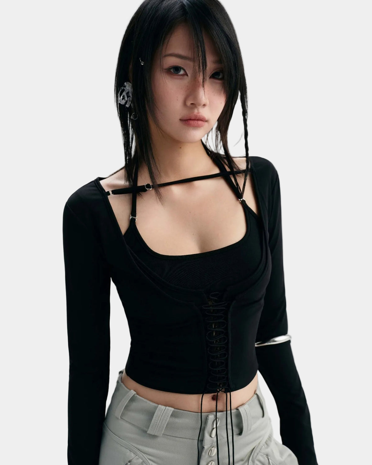 Bunny Hill Bisou Long Sleeve Top - Black