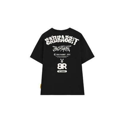 Bad Rabbit Club Heart Pattern Rabbit Tee - Black