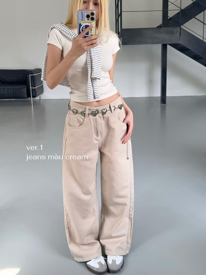 Calem Club Straight-leg Khaki Jeans Ver 1 - Kaki