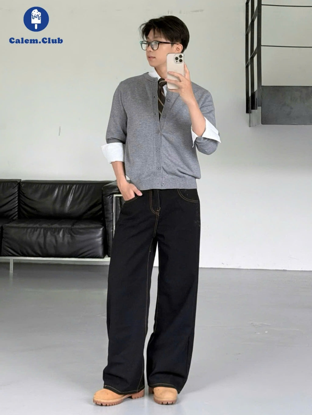 Calem Club Straight-leg Khaki Jeans Ver 1 - Kaki