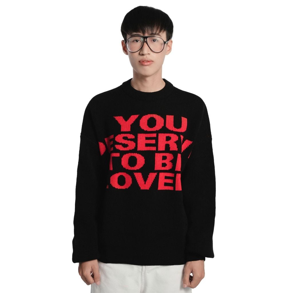 138Cknit You Deserve To Be Loved Knit Sweater