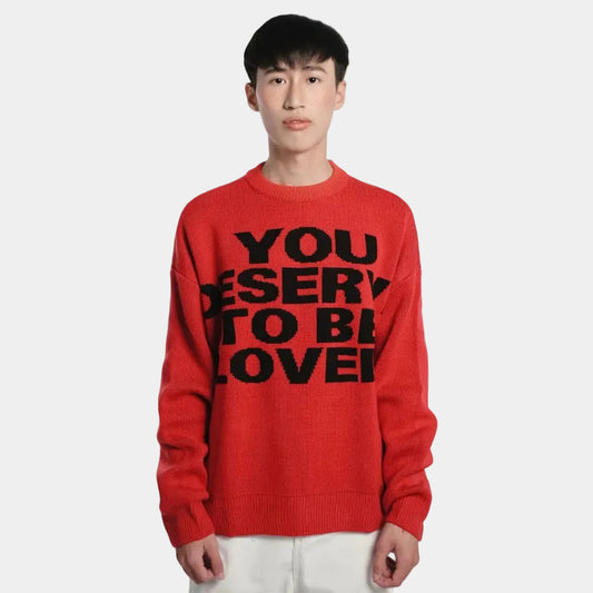 138Cknit You Deserve To Be Loved Knit Sweater